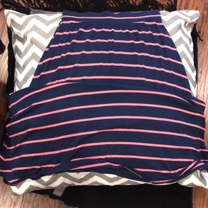 A dark blue and pink striped, maxi skirt!